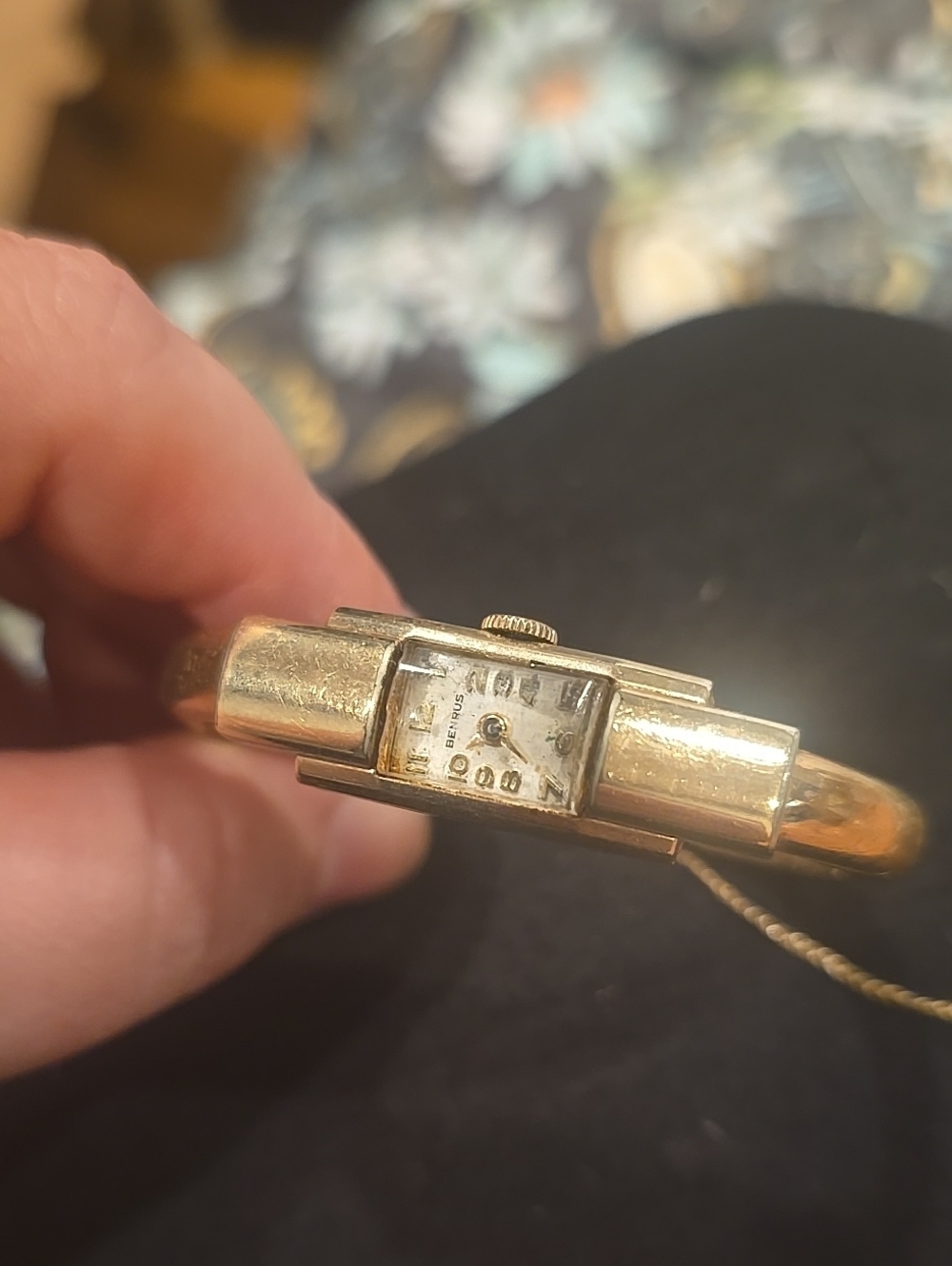 Vintage Benrus 10k Gold Filled Swiss Made Wind Up Ladies Cuff Bracelet Watch